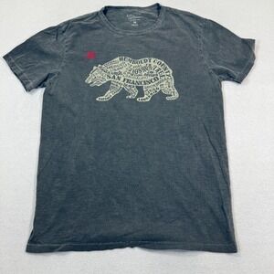 Lucky Brand Shirt Men Medium Gray Short Sleeve Lucky Bear Crewneck Lightweight